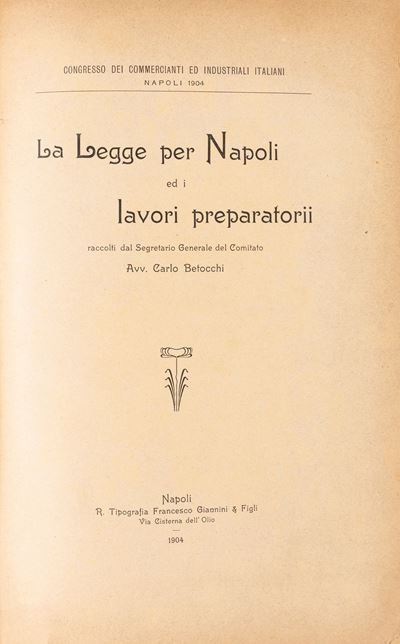 La Legge per Napoli ed i Lavori Preparatori.