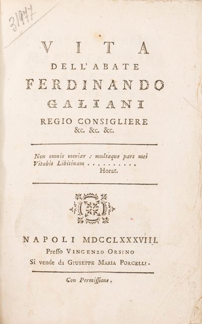 Vita Dell'abate Ferdinando Galiani.