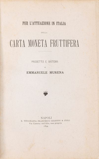 Per L'attuazione in Italia della Carta Moneta Fruttifera. Progetto e Sistema.