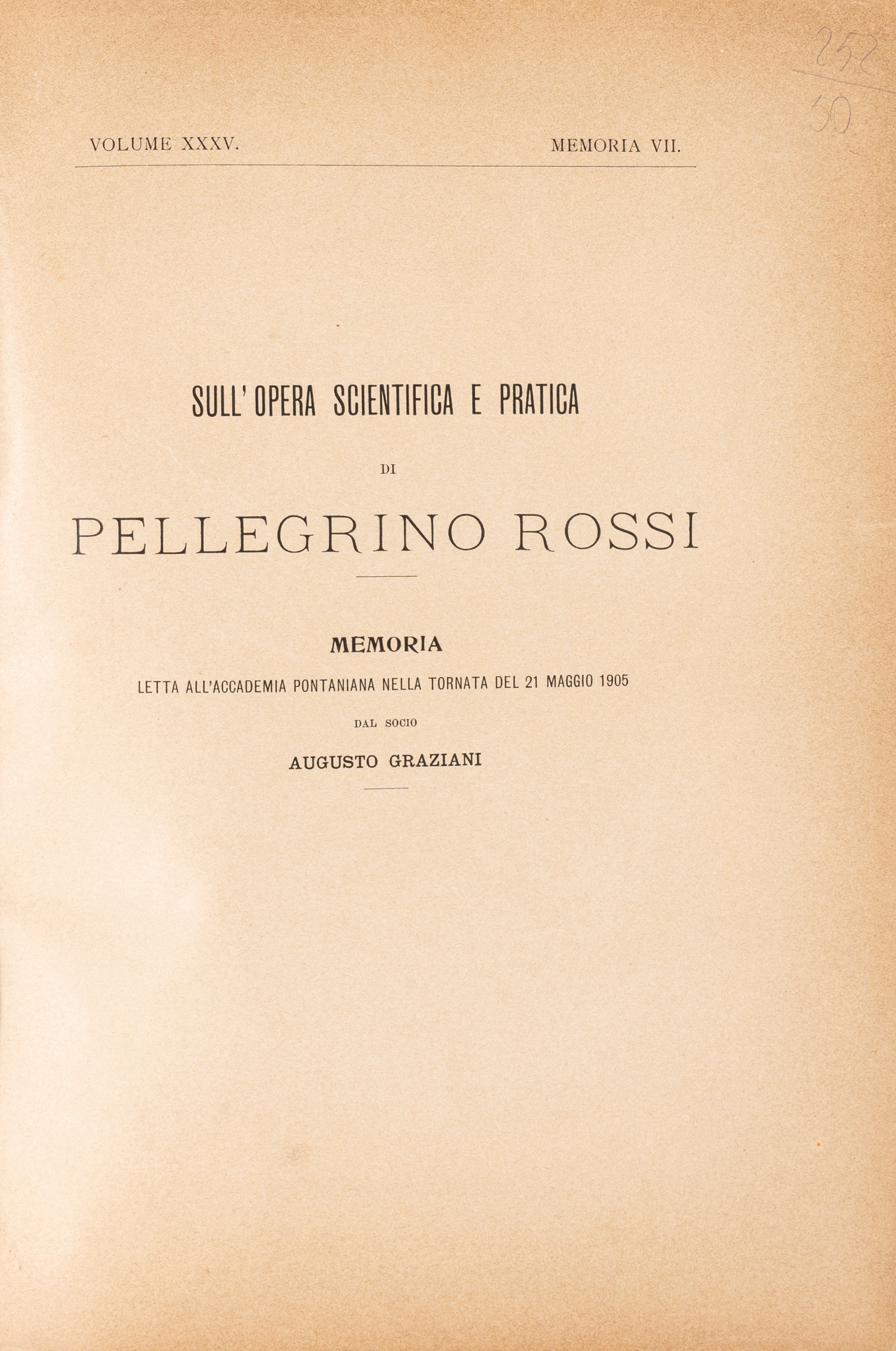 Augusto Graziani - Sull'opera Scientifica di Pellegrino Rossi.