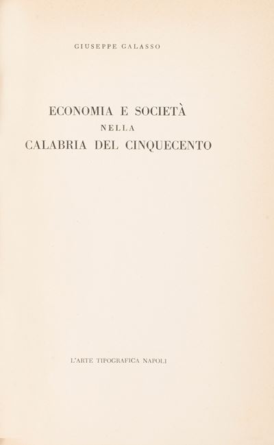 Economia e Società nella Calabria del Cinquecento.
