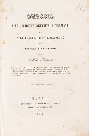 Homage to the Cosentine and Tropeana Academies and to the Royal Economic Societies of Cosenza and Catanzaro.