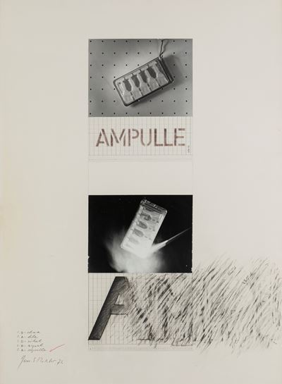 Ampulle, tecnica mista e collage su cartoncino