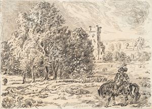 de Chirico Giorgio - Cavallo e cavaliere nel paesaggio