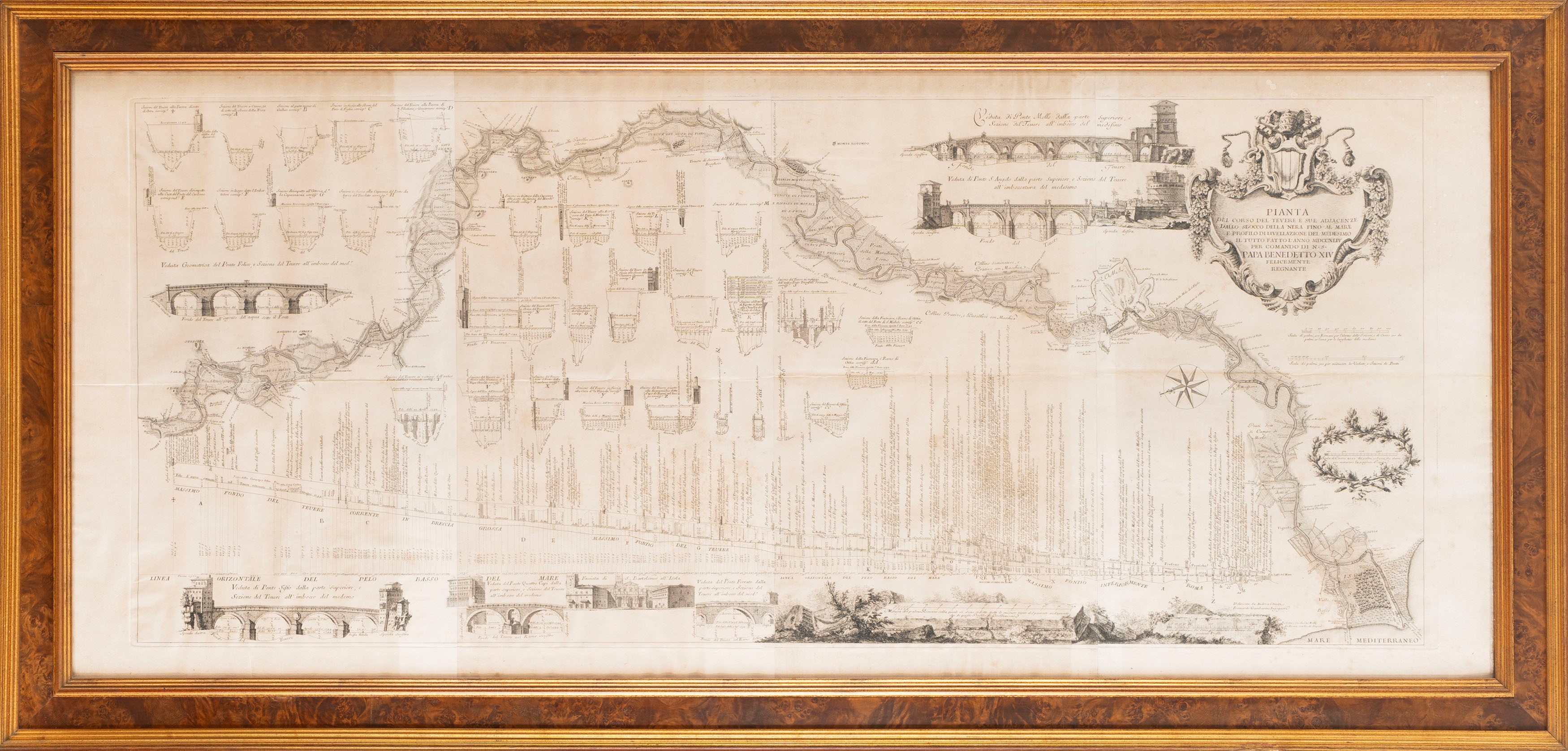 Giovanni Battista Piranesi - Pianta del Corso del Fiume Tevere, e Sue Adiacenze, Dall'influenza d...