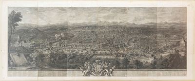 Prospetto D. Alma Città di Roma Visto dal Monte Gianicolo e Sotto gli Auspici della Sac. Maestà C...