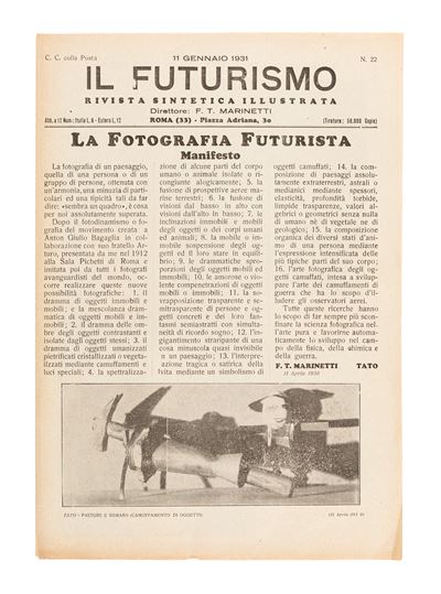 Filippo Tommaso Marinetti, La fotografia futurista. Manifesto, 1931