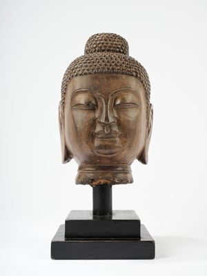 Testa di buddha in bronzo