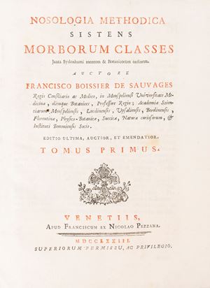 Nosologia methodica sistens Morborum Classes. Juxta Sydelhami mentem et Bothanicorum ordinam