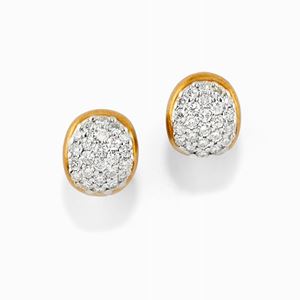 Orecchini in oro bicolore 18K e diamanti taglio brillante ct 3,00