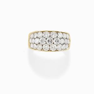 Anello in oro bicolore 18K e diamanti taglio brillante ct 3,50