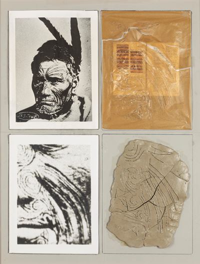 I modelli - La pelle incisa dei Maori, tecnica mista e collage su tavola