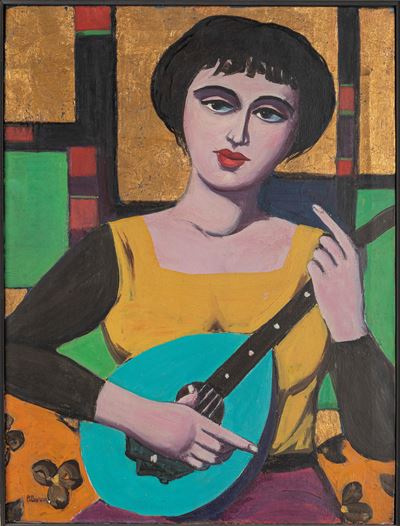 Donna con Mandola Fondo Oro