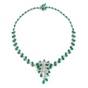 Emerald and diamond necklace