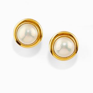 Orecchini in oro giallo 18K e perla mab&#232;