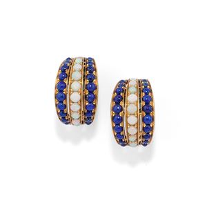 Opals and lapis lazuli earrings