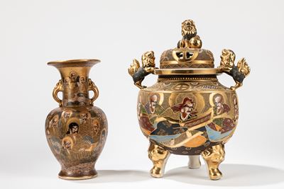 Giappone, Incensiere tripode e vaso biansato, periodo Meiji (1868-1912)