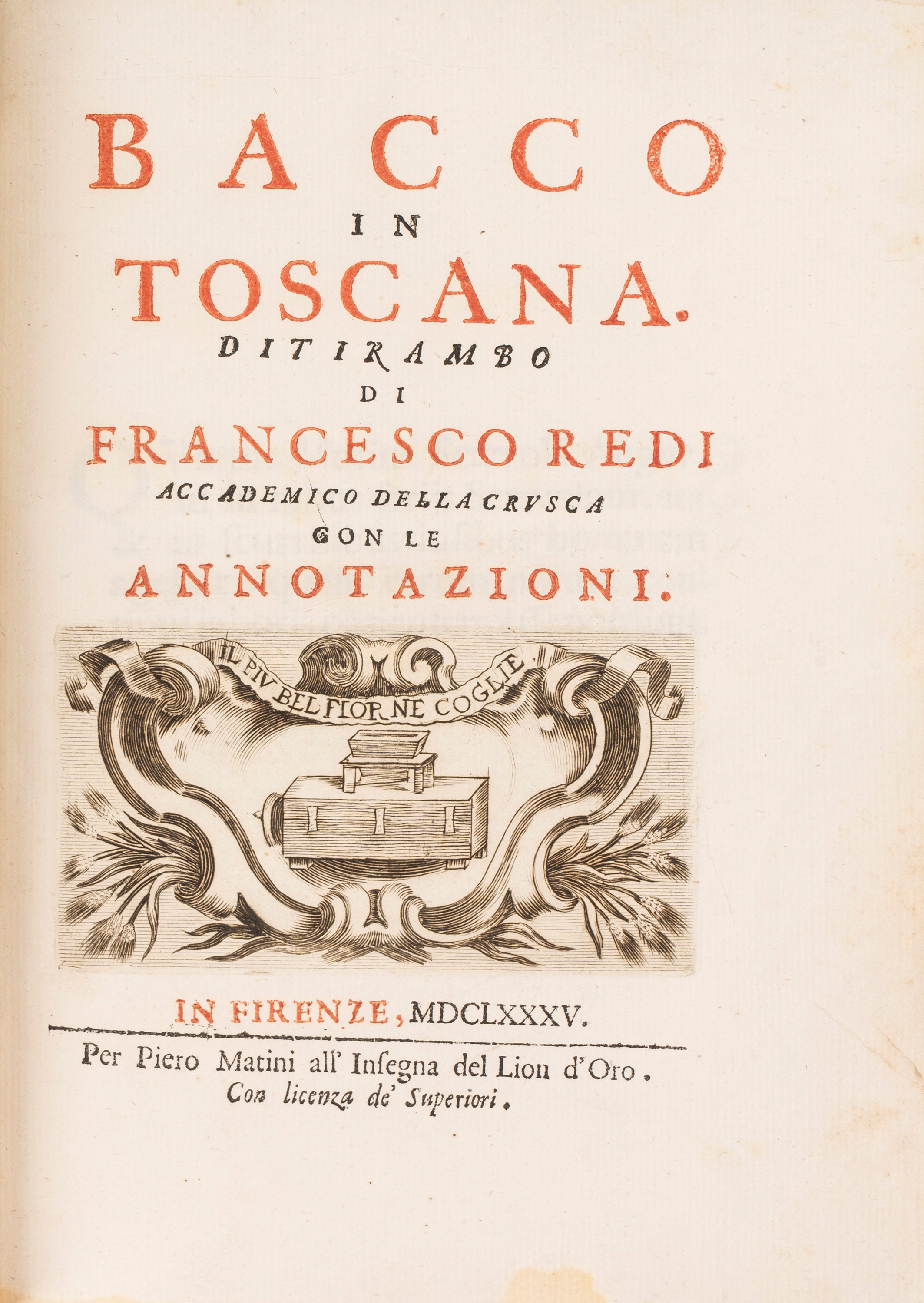 Francesco Redi - Bacco in Toscana, Enologia, 1685