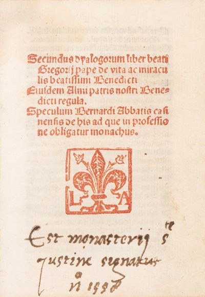 Secundus Dyalogorum Liber De Vita Ac Miraculis Beatissimi Benedicti. Eiusdem Almi Patris Nostri B...