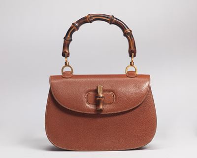Borsa in pelle di cinghiale con dettagli in bambù