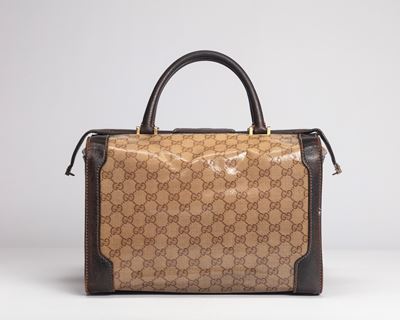 Bauletto da viaggio in tela monogrammata con dettagli in pelle di cinghiale