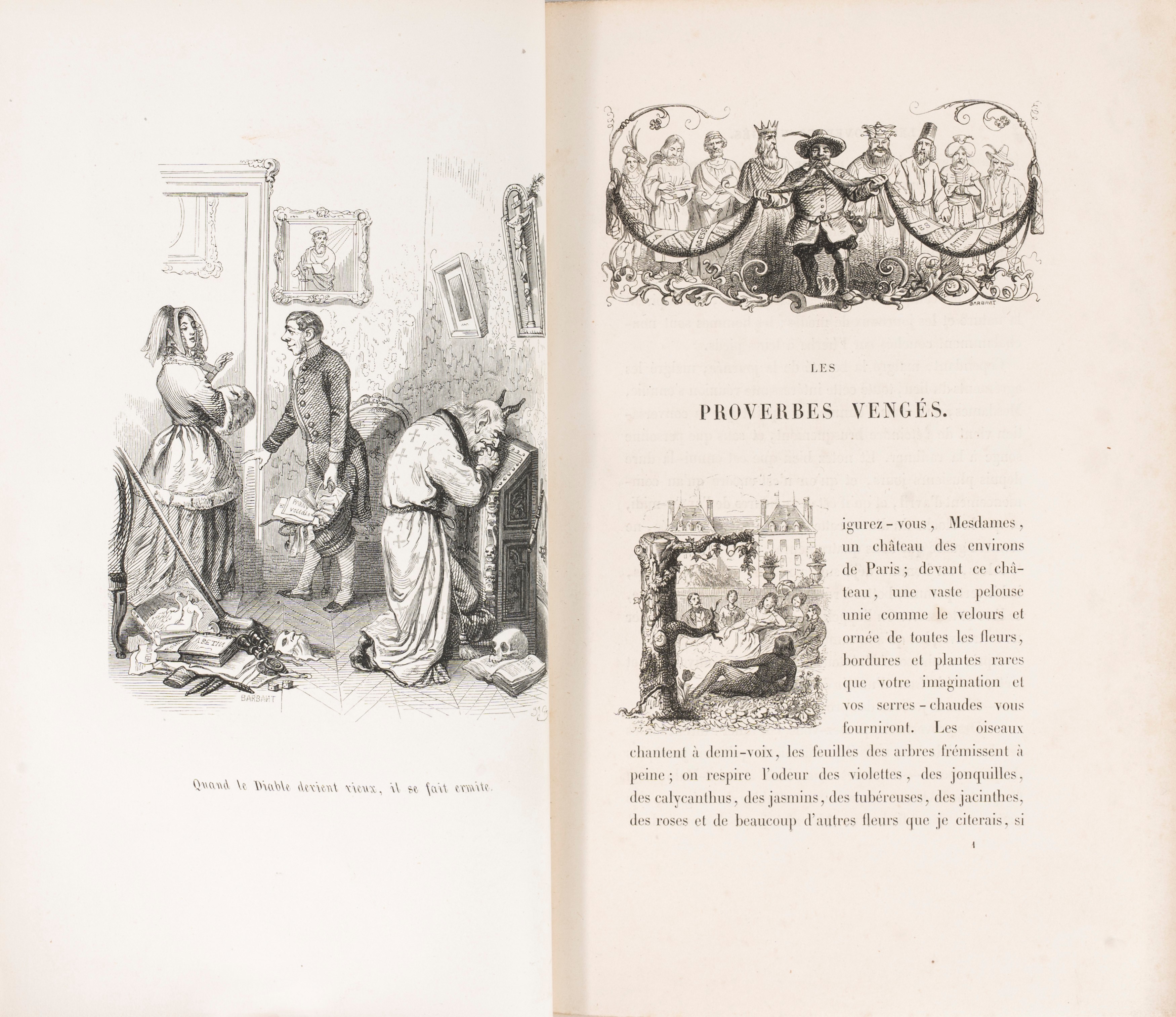 Grandville, Jean - Jacques - Grandville, Cent Proverbes - 1845, Libro illustrato con 50 tavole in...