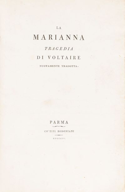 La Marianna. Tragedia tradotta; Bodoni, 1804