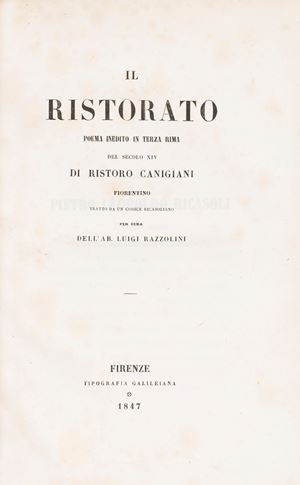 Il ristorato. Poema inedito in terza rima del secolo quindicesimo.