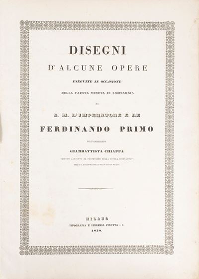 Album originale, Disegni d’alcune opere per la venuta di S. M. l’imperatore Ferdinando I d'Austri...
