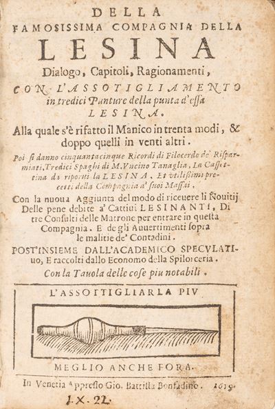 Della famosissima compagnia della Lesina dialogo, capitoli, ragionamenti, 1619