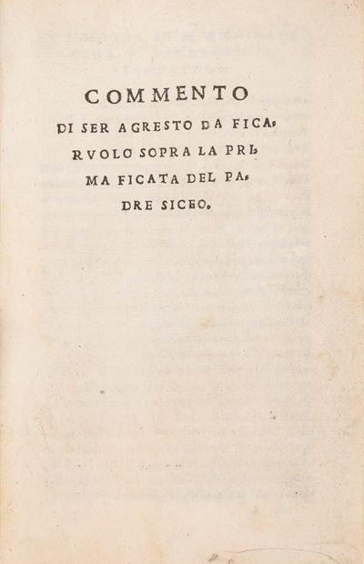 Commento di Ser Agresto da Ficaruolo sopra la prima Ficata del padre Siceo, 1540
