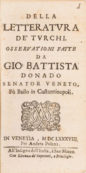 Giovanni Battista Donado [Donà] - Della Letteratura dei Turchi