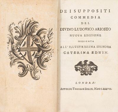 Dei Suppositi, Commedia - Nuova edizione, 1737