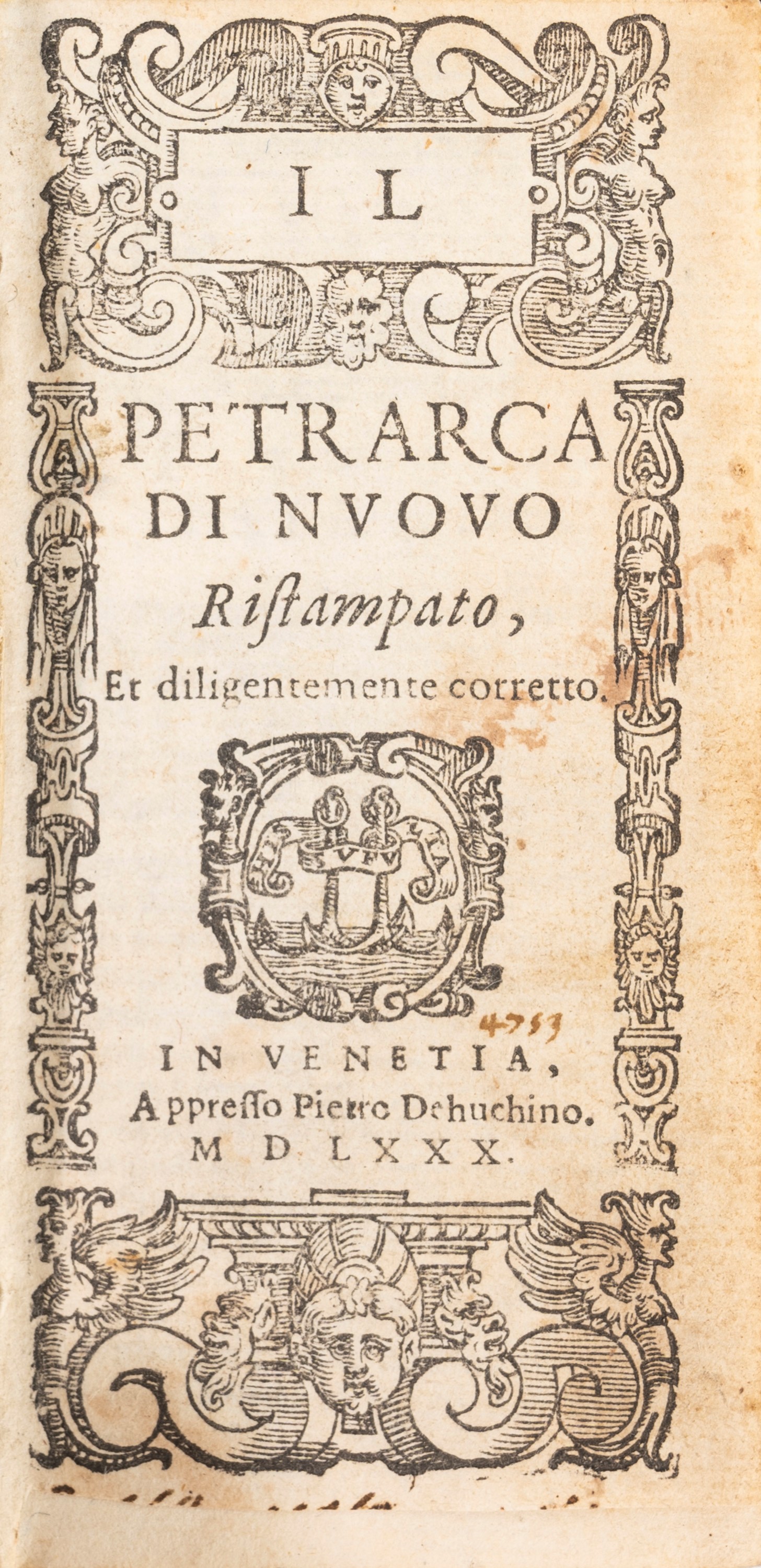 Il Petrarca di Nuovo Ristampato, Et Diligentemente Corretto