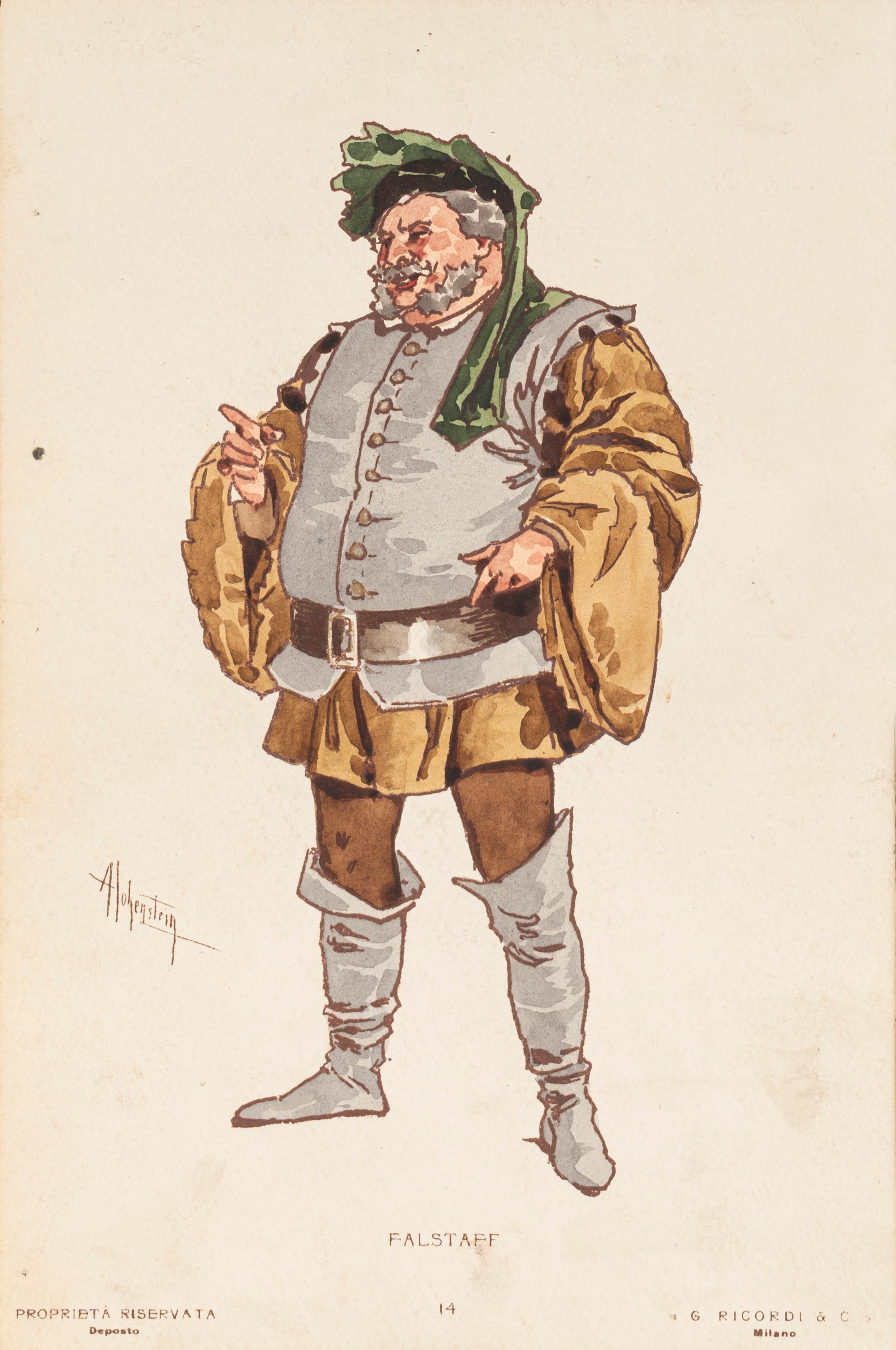 Giuseppe Verdi - Adolf Hohenstein, Falstaff - 45 tavole di figurini e oggetti di scena