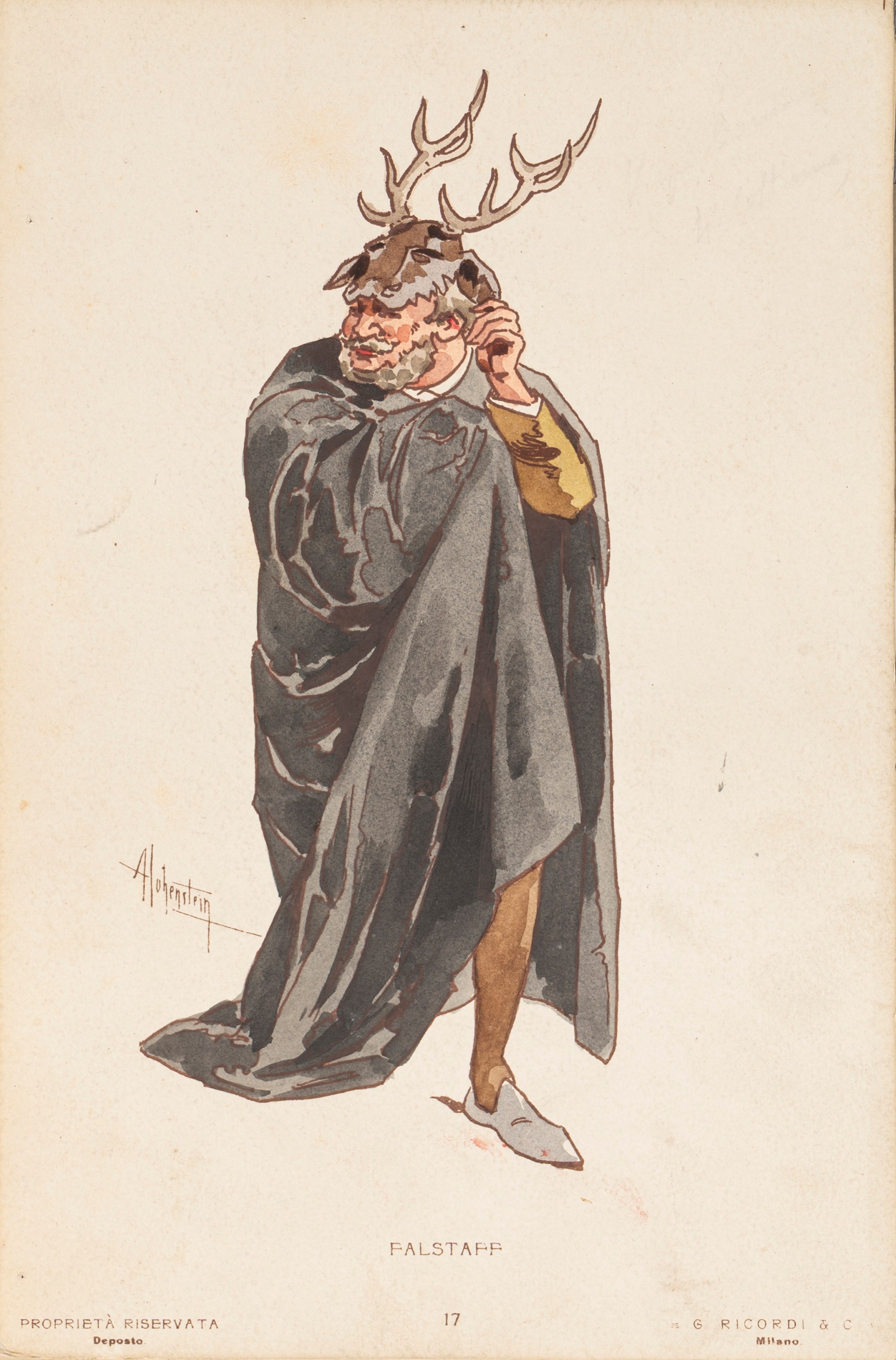 Giuseppe Verdi - Adolf Hohenstein, Falstaff - 45 tavole di figurini e oggetti di scena