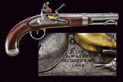 Interessante Pistola a Pietra Focaia D'ordinanza Mod. 1836 di A. Waters