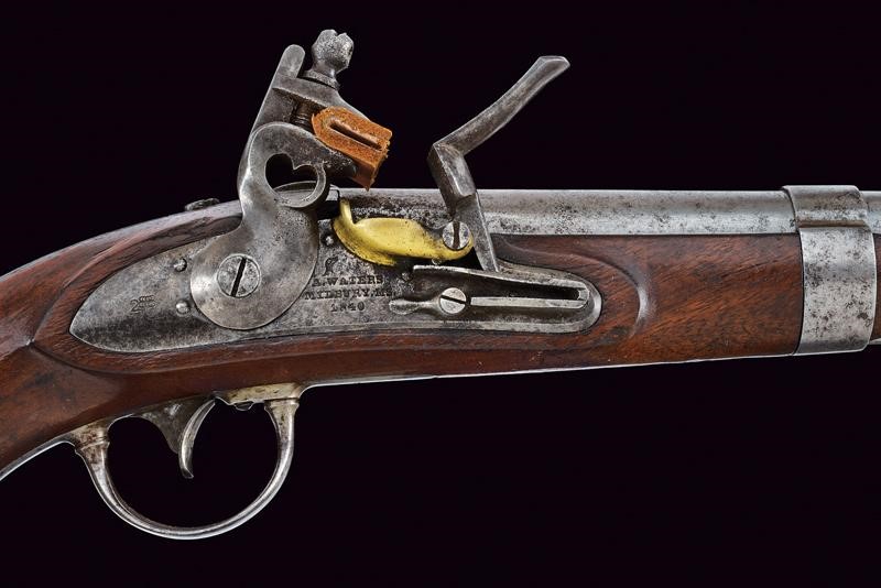 Interessante Pistola a Pietra Focaia D'ordinanza Mod. 1836 di A. Waters