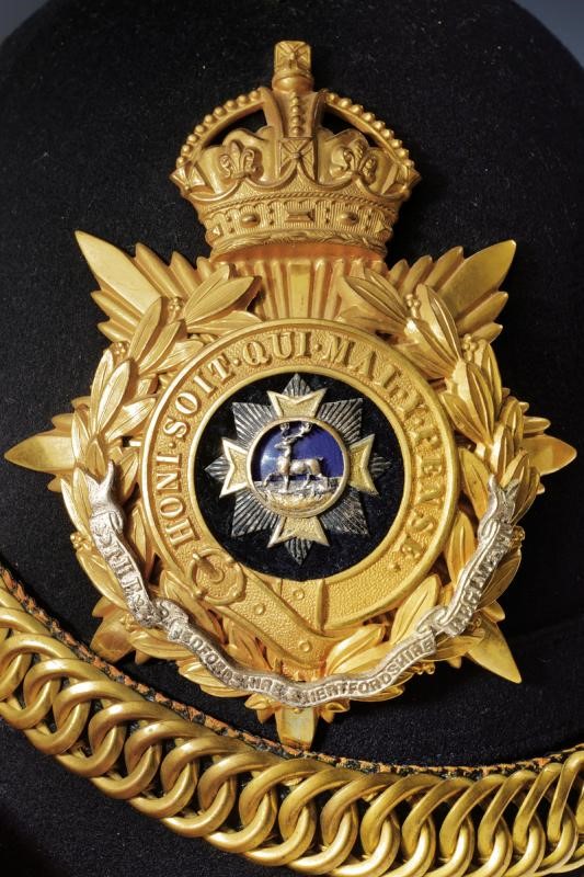 Elmo per 'Home Service' da ufficiale del Bedfordshire Regiment, Regno Unito, Prima metà del XX Se...