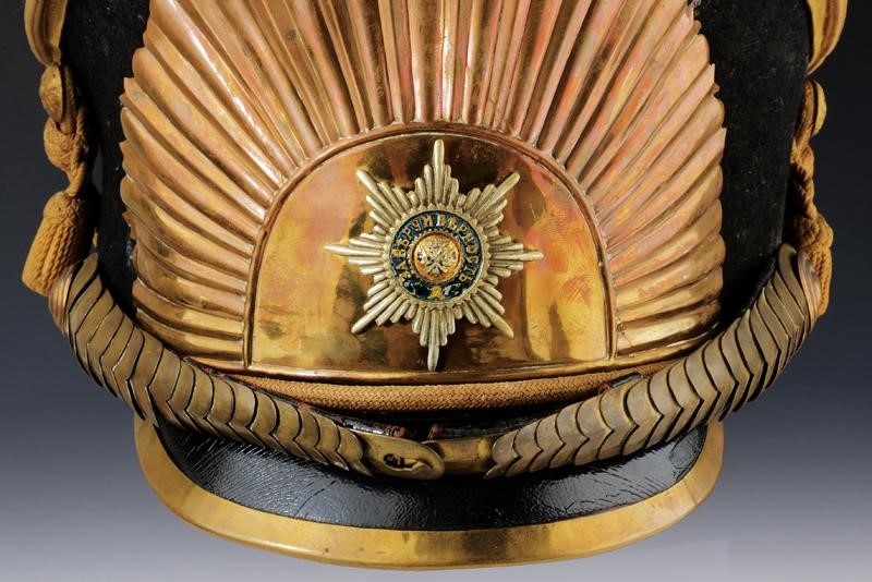 Kiver da cadetto della Scuola di Cavalleria Nikolaev, feltro nero e cuoio, Russia imperiale, 1910...
