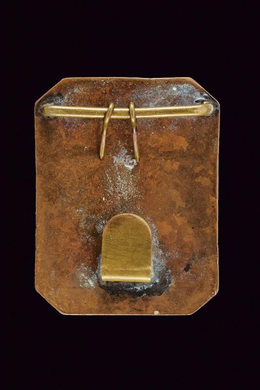 Placca da cinturone porta-sciabola della Gendarmeria Pontificia, bronzo, fine XIX - inizio XX sec...