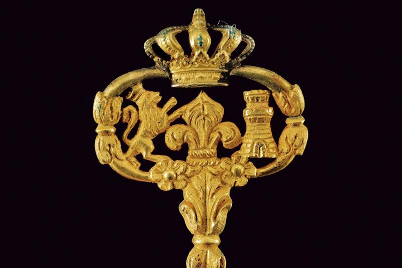 Chiave da Ciambellano, argento dorato con Armi di Spagna e monogramma di Alfonso XIII