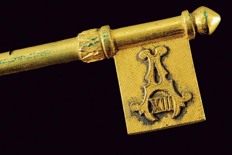Chiave da Ciambellano, argento dorato con Armi di Spagna e monogramma di Alfonso XIII