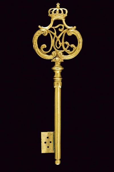 Chiave da Ciambellano, Ducato di Parma e Piacenza, XIX Secolo, con monogramma di Maria Luisa d'As...