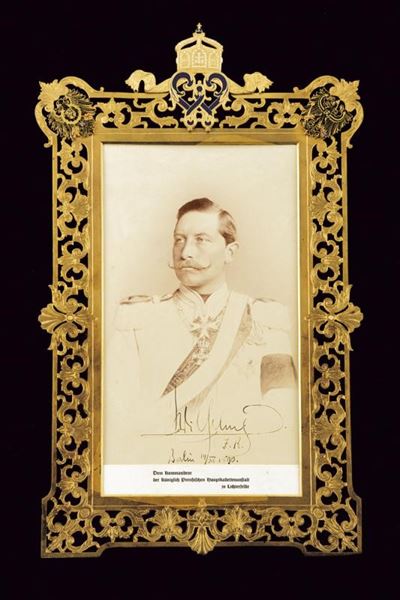 Fotografia di Guglielmo II di Germania, firma e timbro di Reichard & Lindner, Berlino, 1890
