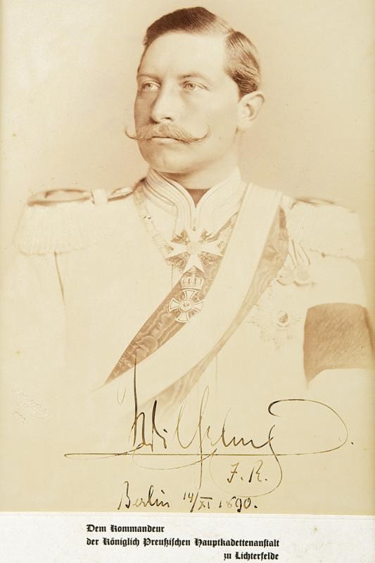 Fotografia di Guglielmo II di Germania, firma e timbro di Reichard & Lindner, Berlino, 1890