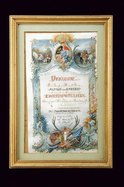 Karl Döttl, Documento commemorativo per il Principe Alfons von Bayern (Monaco di Baviera, 1893)
