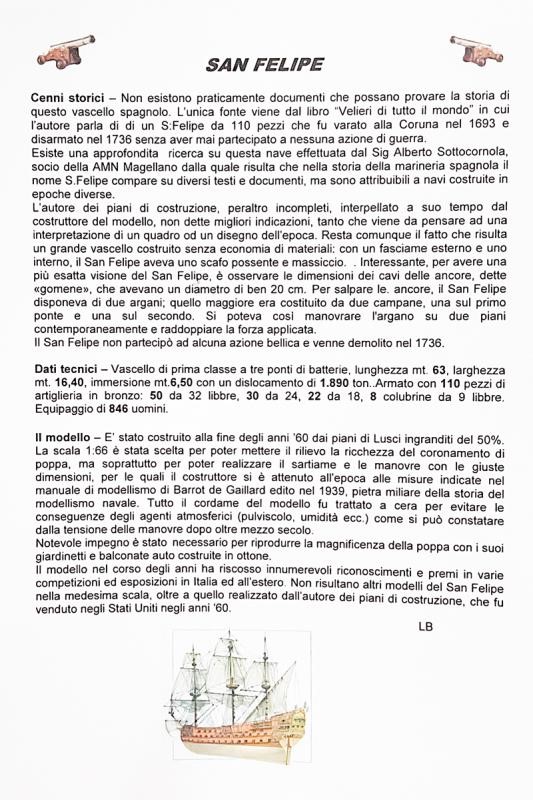Modello in scala del San Felipe, legno e metallo, III quarto XX secolo
