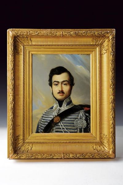 Ufficiale degli ussari della Guardia Reale, olio su tavola