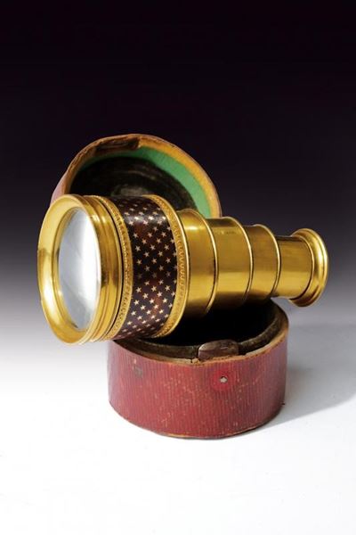 Cannocchiale militare, ottone dorato, Francia, 1900 circa